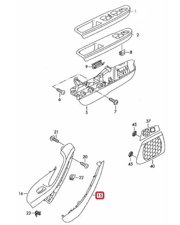 NEW GENUINE VW PASSAT B6 05-11 FRONT RIGHT DOOR HANDLE PANEL BLACK COVER LHD 3C1867172A1QB - Image 2