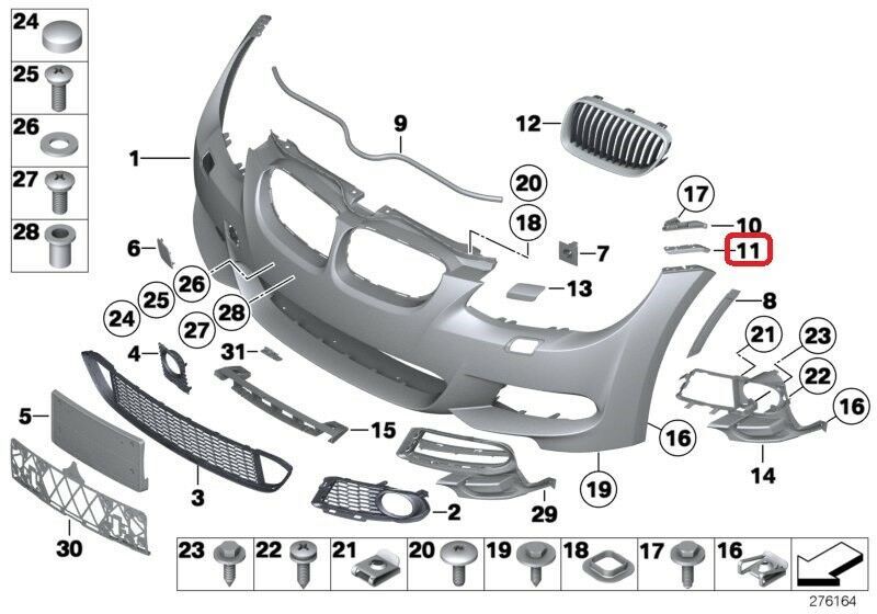 BMW NEW GENUINE E92 E93 LCI FRONT O/S RIGHT BUMPER BRACKET GUIDE INSERT 51117227898 - Image 2