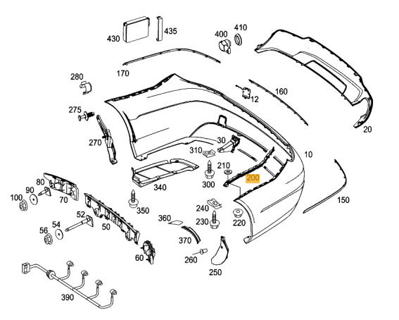 NEW GENUINE MERCEDES BENZ MB C W204 COUPE REAR BUMPER MOUNTING RAIL RIGHT O/S A2048800830 - Image 3