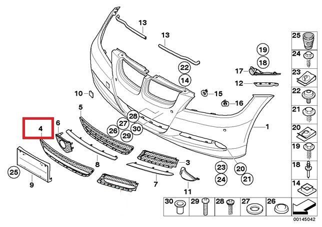 BMW NEW GENUINE 3 SERIES E90 E91 FRONT BUMPER CENTER LOWER GRILLE 51117154556 - Image 3