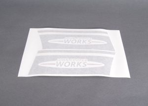 MINI NEW GENUINE R56 R57 R58 R59 JCW SIDE STRIPES STICKERS PAIR SET BLACK 51142232633