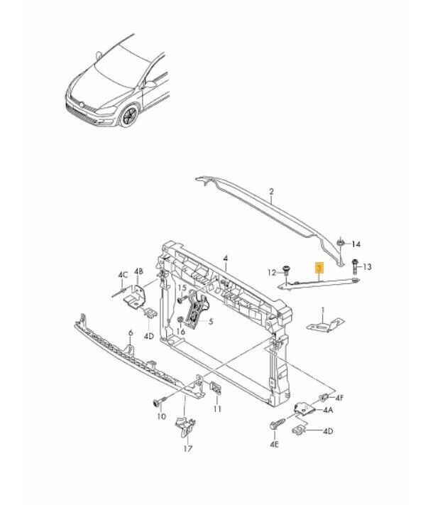 NEW GENUINE VW GOLF 2013-2016 RADIATOR SUPPORT PANEL UPPER BRACKET RIGHT O/S 5G0805932 - Image 2