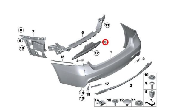 NEW GENUINE BMW 3 SERIES F30 F31 M SPORT REAR BUMPER CENTER GUIDE MOUNT BRACKET 51128054200 - Image 6