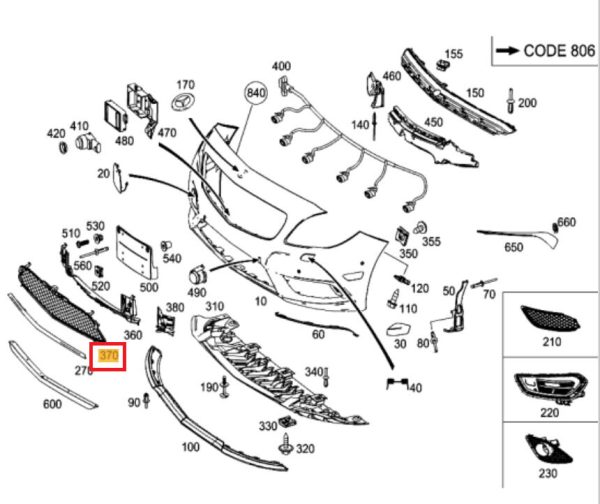 NEW GENUINE MERCEDES BENZ MB CLA CLASS W117 FRONT BUMPER LOWER GRILL A1178850022 - Image 2