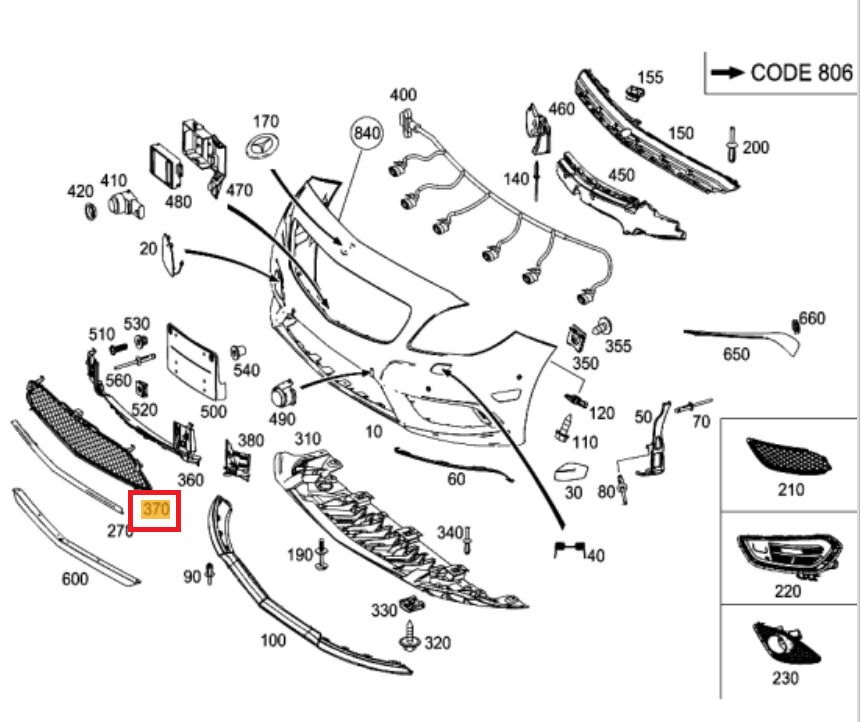 NEW GENUINE MERCEDES BENZ MB CLA CLASS W117 FRONT BUMPER LOWER GRILL A1178850022 - Image 2