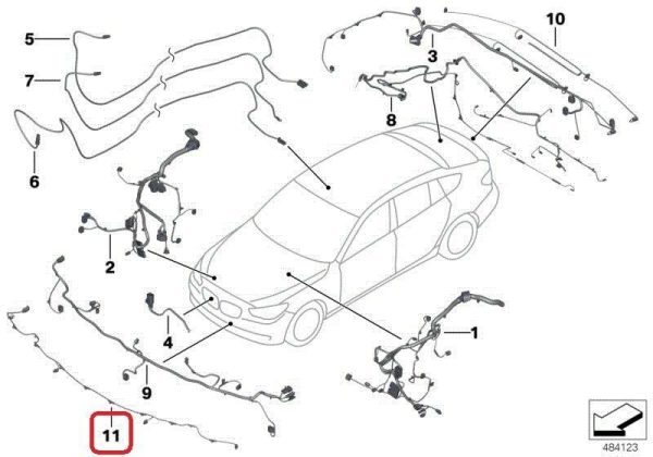 BMW NEW GENUINE F01 F02 LCI FRONT PDC PARKING SENSORS WIRING HARNESS 61129262217 - Image 2