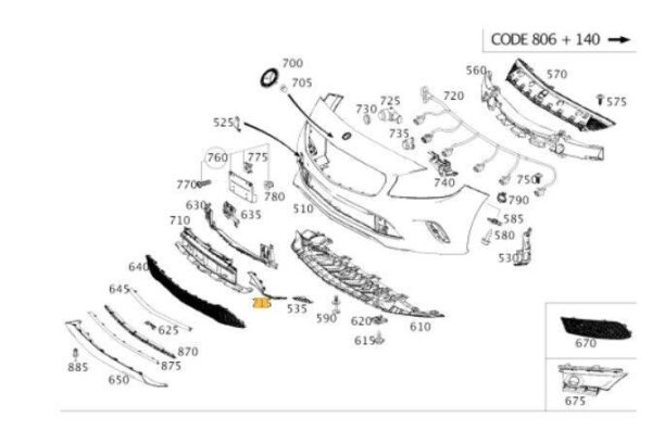 NEW GENUINE MERCEDES BENZ A CLASS W176 AMG FRONT BUMPER GRILLE COVER RIGHT O/S A1768853600 - Image 2