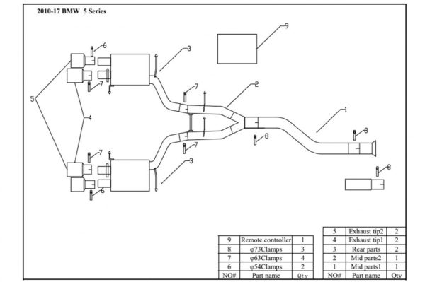 Complete Exhaust System suitable for BMW 5 Series F10 (2011-2016) Petrol 1.6/2.0 L 520i N2B20/NB20B16 / 528i NB20B20 Turbocharged I4 Twin Double Exhaust Pipes M5 M Sport Design with Valvetronic - Image 17