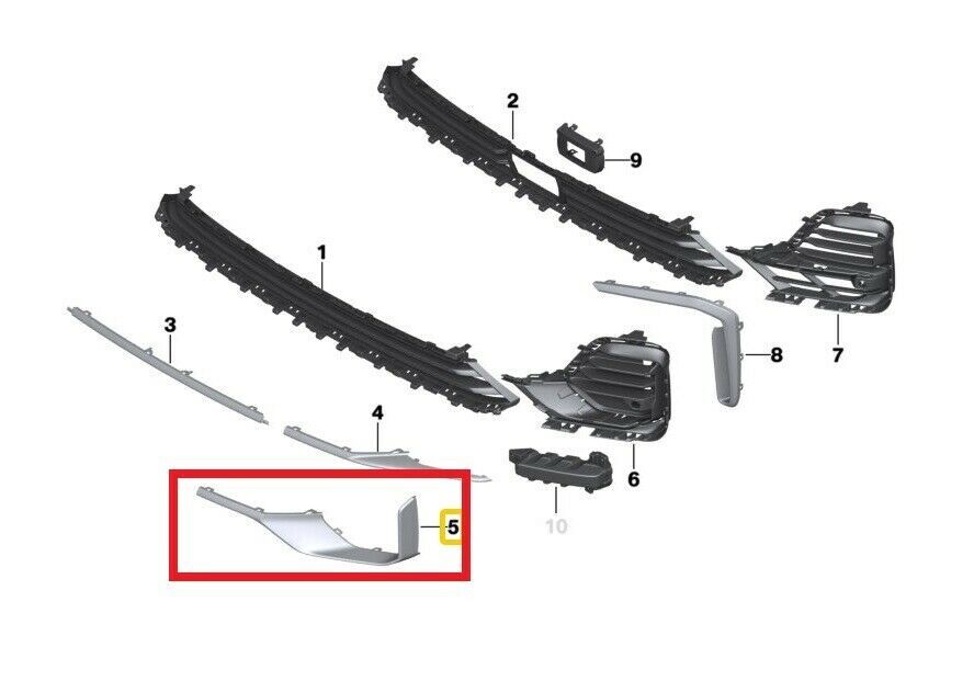 NEW GENUINE BMW X7 G07 FRONT BUMPER LOWER MOULDING LEFT N/S 51117470329 - Image 2