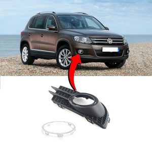 NEW GENUINE VW TIGUAN 07-18 FRONT BUMPER FOG LIGHT GRILL RIGHT O/S CHROME TRIM 5N0853666H9B9 + 5K08531022ZZ