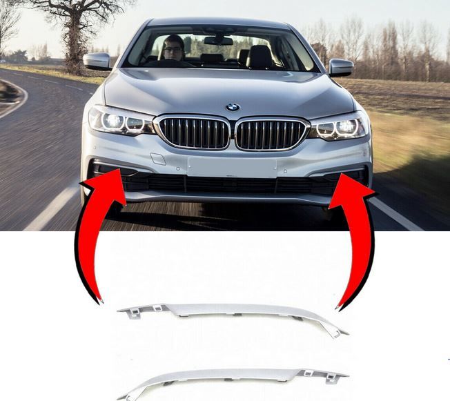NEW GENUINE BMW 5 SERIES G30 G31 FRONT BUMPER RUBBER STRIP TRIMS PAIR SET NS+OS 51117385271 + 51117385272