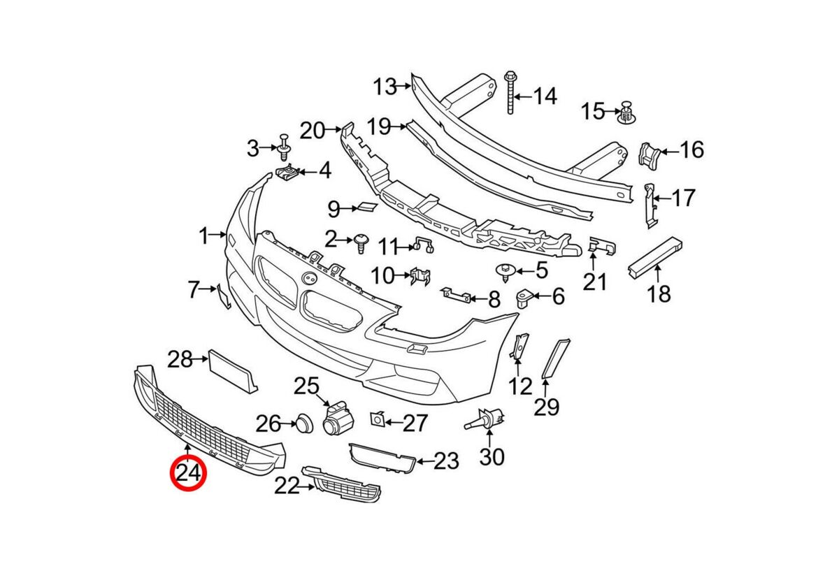 NEW GENUINE BMW 6 SERIES F06 F12 F13 M SPORT FRONT BUMPER LOWER CENTER GRILL 51118050345 - Image 4