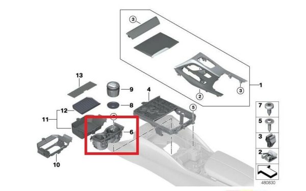 NEW GENUINE BMW 5 SERIES G30 G31 CENTER CONSOLE CUP HOLDERS 51166833813 - Image 3