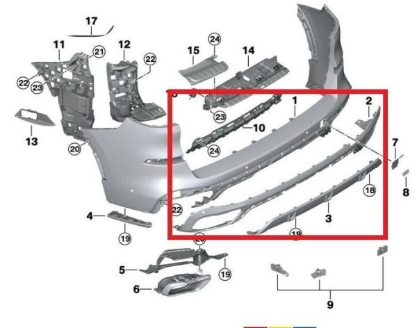 NEW GENUINE BMW X5 G05 REAR M SPORT BUMPER LOWER TRIM WITH EXHAUST HOLES 51128099937 - Image 2