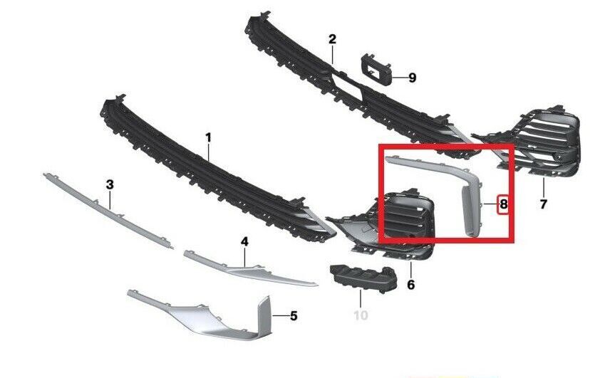 NEW GENUINE BMW X7 G07 FRONT BUMPER BURNISHED ALUMINIUM FINISHER LEFT N/S 51118745739 - Image 2