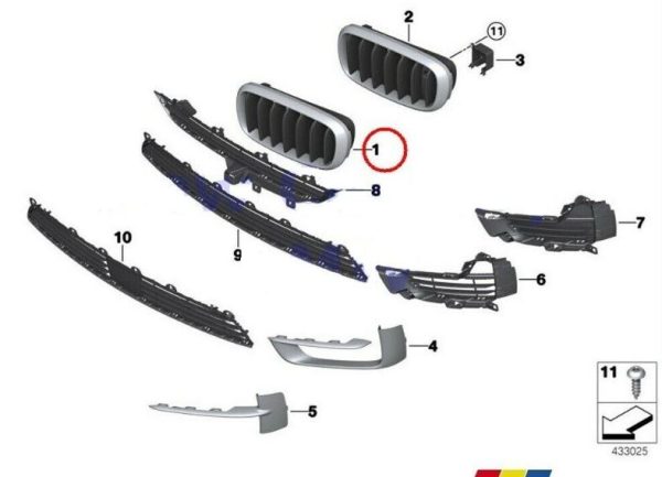 NEW GENUINE BMW X5 SERIES F15 FRONT RIGHT O/S KIDNEY GRILL PURE EXCELLENCE 51137316062 - Image 5