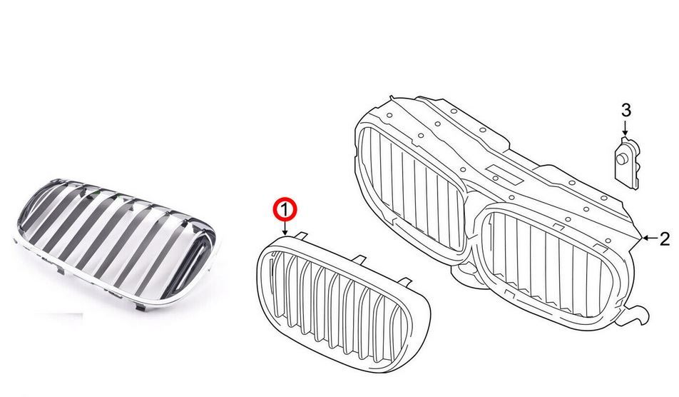 NEW GENUINE BMW 7 SERIES G11 G12 FRONT KIDNEY GRILL CHROME LEFT N/S 51137357011 - Image 5
