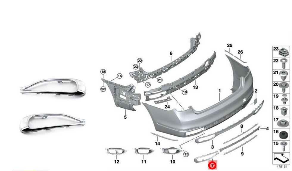 NEW GENUINE BMW 7 SERIES G11 G12 REAR BUMPER RUBBER STRIPS PAIR SET N/S + O/S 51127369919 + 51127369920 - Image 5