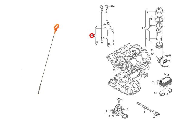 NEW GENUINE AUDI S4 B8 S5 B8 V6 PETROL ENGINE OIL DIPSTICK 06E115611H - Image 4