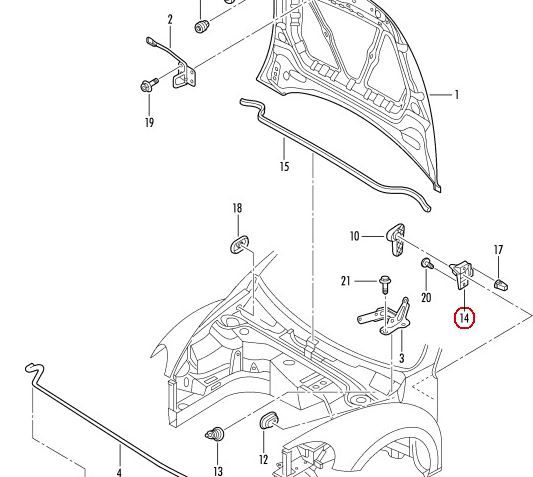 NEW VW PASSAT 13-16 POLO 10-16 SHARAN 11-16 LHD BONNET RELEASE HANDLE BRACKET 6R1823633 - Image 4