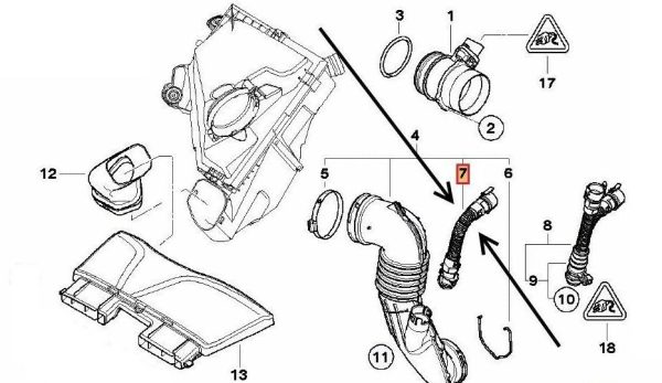 BMW NEW GENUINE 1 3 4 5 6 7 X1 X3 X5 X6 SERIES N47 N57 AIR INTAKE BREATHER PIPE 13717803842 - Image 4