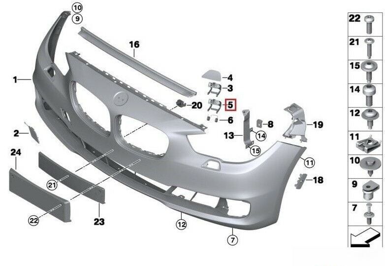 BMW NEW GENUINE 5 SERIES F07 GT FRONT BUMPER GRILL LEVER LEFT N/S 51117128695 - Image 3