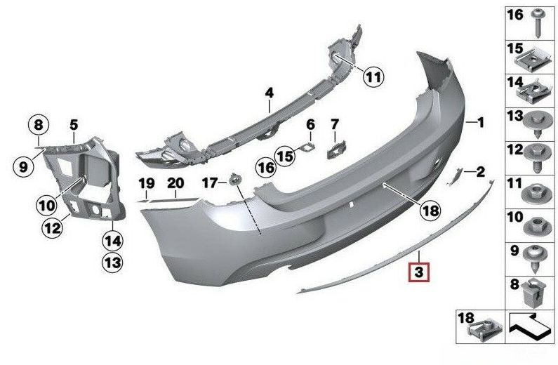 BMW NEW GENUINE 2 SERIES F22 F23 SPORT LINE REAR BUMPER BLACK TRIM STRIP 51127314357 - Image 5