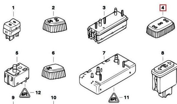 BMW NEW GENUINE 5 7 SERIES E39 E38 FRONT SEAT ADJUSTMENT BUTTON WITH MEMORY - Image 3