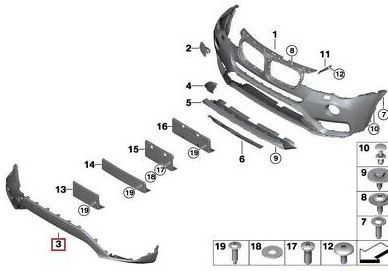 BMW NEW GENUINE X3 SERIES F25 FRONT BUMPER LOWER BLACK TRIM COVER PDC 51117389895 - Image 4