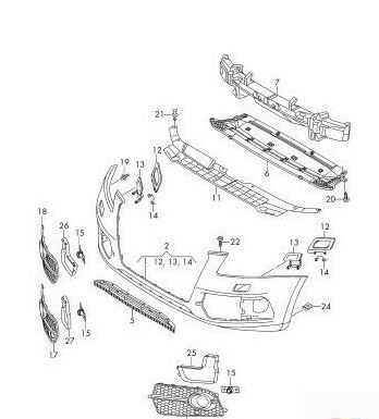 NEW GENUINE FORD FIESTA 2002-2005 FRONT BUMPER CENTER UPPER BLACK GRILLE 1211719