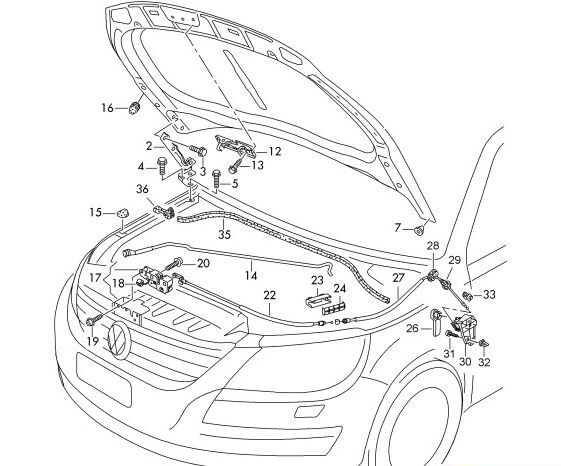 NEW GENUINE VW TIGUAN 2012-2016 REAR BONNET RELEASE LID LOCK CABLE 5N0823535 - Image 4