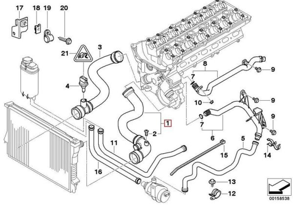 BMW GENUINE 5 7 SERIES E39 E38 PETROL ENGINES RADIATOR COOLANT UPPER HOSE PIPE 11531705223 - Image 4