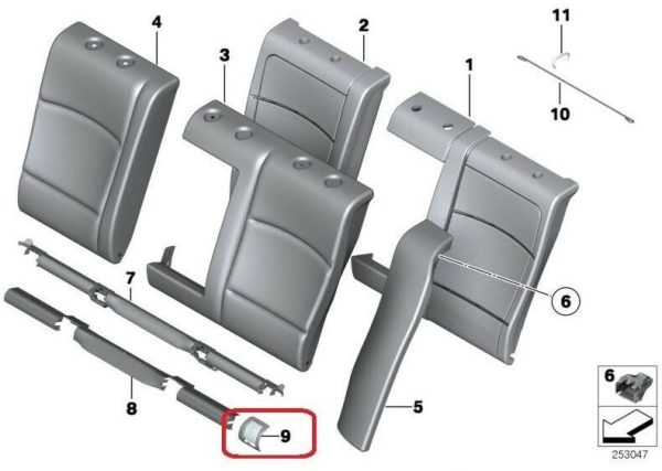 BMW NEW GENUINE 5 F10 SEDAN REAR SEAT OYSTER ISOFIX MOUNT COVER LEFT 52207247235 - Image 3