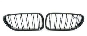 NEW BMW GENUINE 6 SERIES F06 M6 GRAN COUPE BLACK FRONT KIDNEY GRILLS PAIR SET 51712352810 + 51712352809