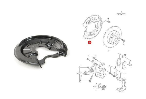 NEW GENUINE VW GOLF AUDI A3 SEAT LEON SKODA REAR DISC BRAKE COVER PLATE LEFT N/S 1K0615611AB - Image 4