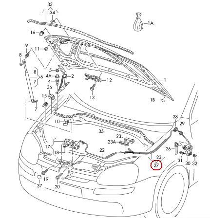 NEW GENUINE VW JETTA 2006-2010 FRONT LHD BONNET RELEASE LID LOCK CABLE 1K1823531C - Image 5