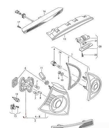 NEW GENUINE VW GOLF MK5 2004-2009 INNER TAIL LIGHT BULB CARRIER 1K6945259 - Image 5