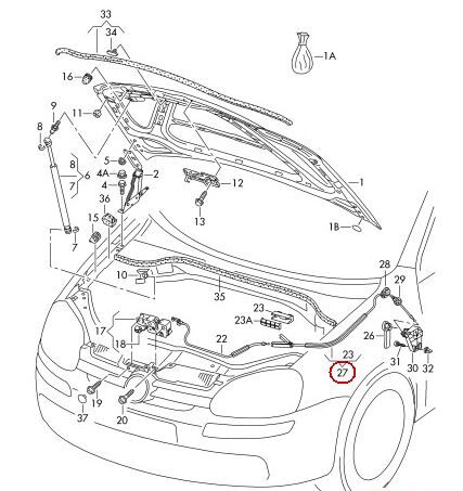 NEW GENUINE VW JETTA 2011-2016 FRONT LHD BONNET RELEASE LID LOCK CABLE 5C7823531 - Image 4