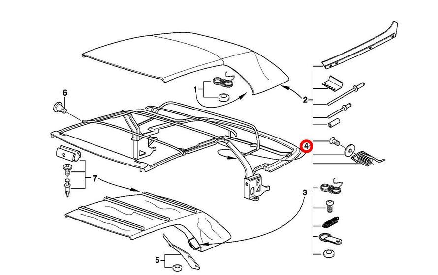 NEW GENUINE BMW 3 SERIES E36 CABRIO FOLDING ROOF BOW TENSION REPAIR KIT 54348201077 - Image 5
