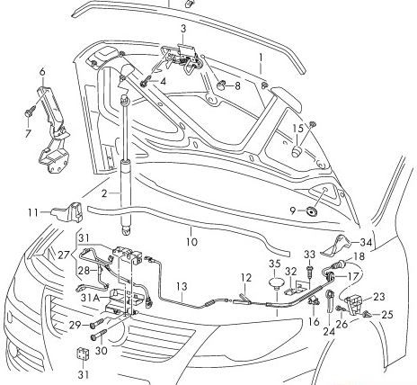 NEW GENUINE VW PASSAT 06-15 CC 09-16 FRONT LHD BONNET RELEASE LID LOCK CABLE 3C1823531 - Image 6
