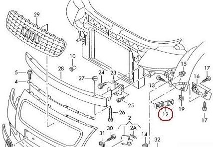 NEW GENUINE AUDI TT 03-06 O/S RIGHT FRONT BUMPER SUPPORT BRACKET 8N0807184A - Image 4