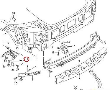 NEW GENUINE AUDI TT 07-14 O/S RIGHT REAR BUMPER SUPPORT BRACKET 8J0807454B - Image 4