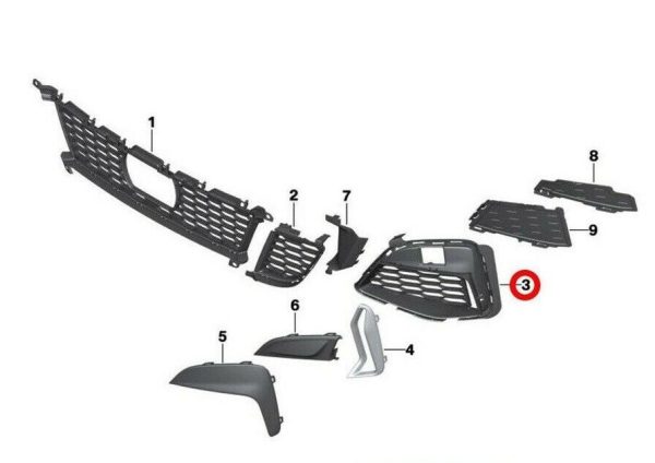 NEW GENUINE BMW 3 SERIES G20 M AERODYNAMICS FRONT BUMPER GRILL RIGHT O/S 51118069372 - Image 3