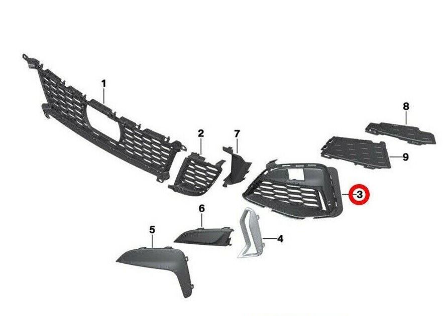 NEW GENUINE BMW 3 SERIES G20 M AERODYNAMICS FRONT BUMPER GRILL RIGHT O/S 51118069372 - Image 3