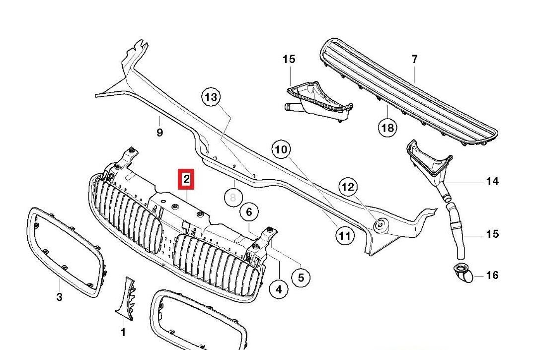 NEW GENUINE BMW 7 SERIES E65 E66 V12 FRONT RADIATOR GRILL FRAME 51138268325 - Image 8