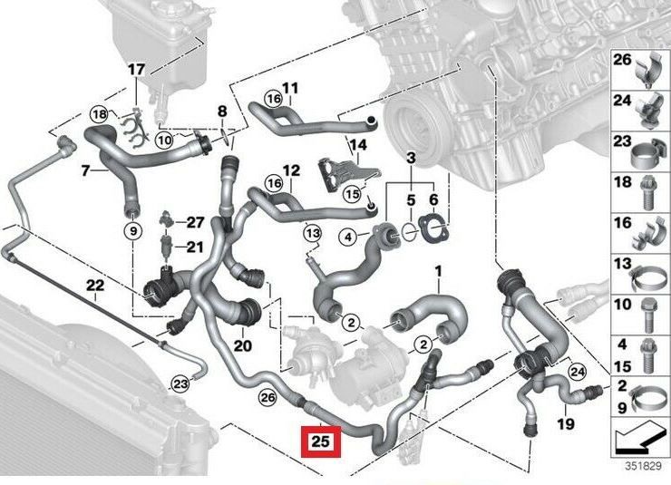 NEW GENUINE BMW 2.3 2.5 2.8 3.0 PETROL ENGINE RADIATOR RETURN HOSE 17127560160 - Image 8