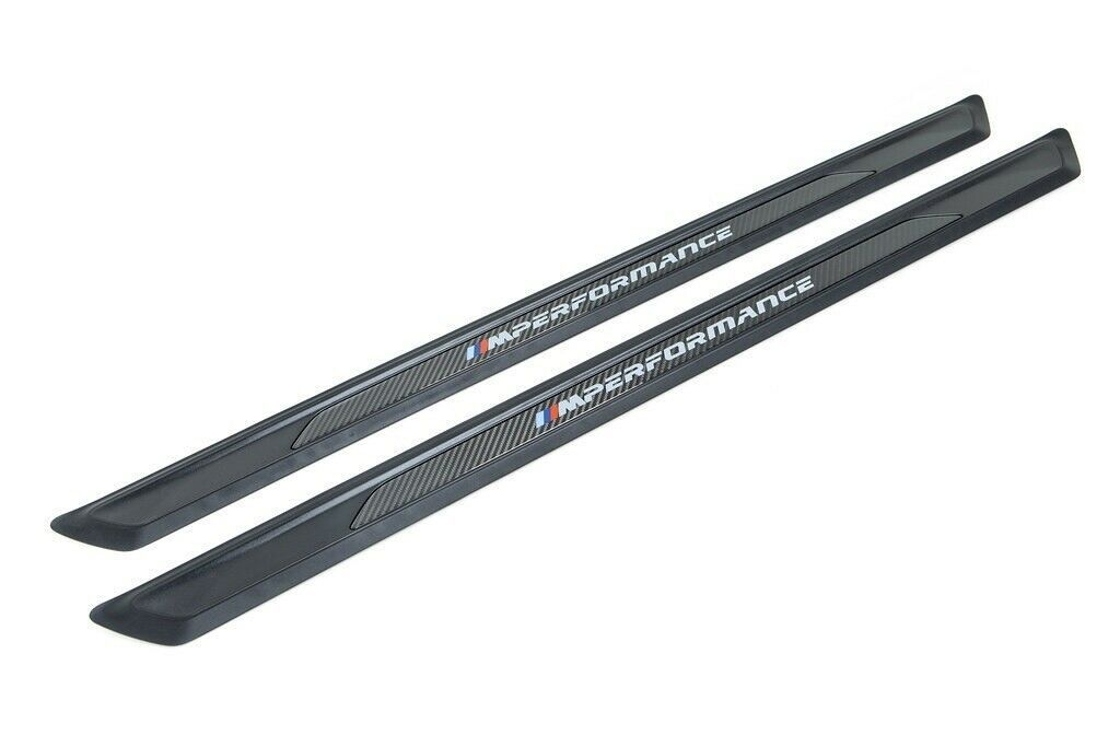 NEW GENUINE BMW F21 F22 F23 F87 M PERFORMANCE CARBON DOOR SILL COVERS PAIR SET 51472457829 / 2X51472457829