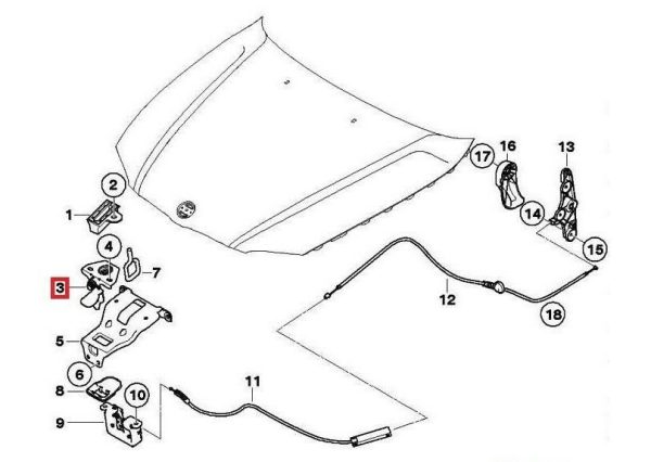NEW GENUINE BMW 3 SERIES E90 E91 E32 E93 FRONT BONNET HOOD CATCH LOCKING 51237073916 - Image 5