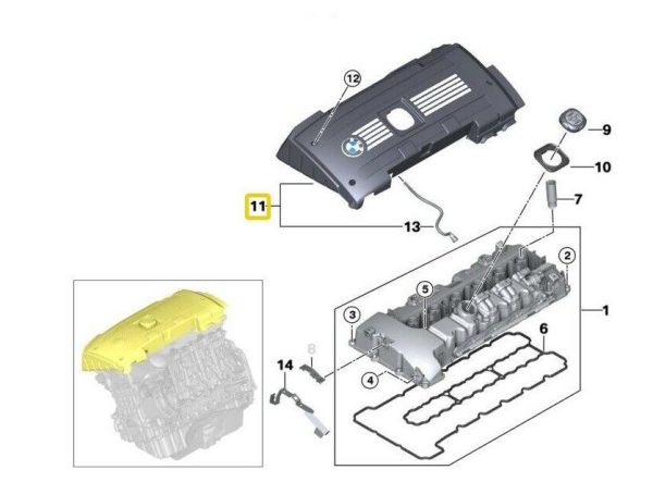 NEW GENUINE BMW X6 E71 7 F01 F02 IGNITION COIL CYLINDER HEAD COVERING 11127578858 - Image 6