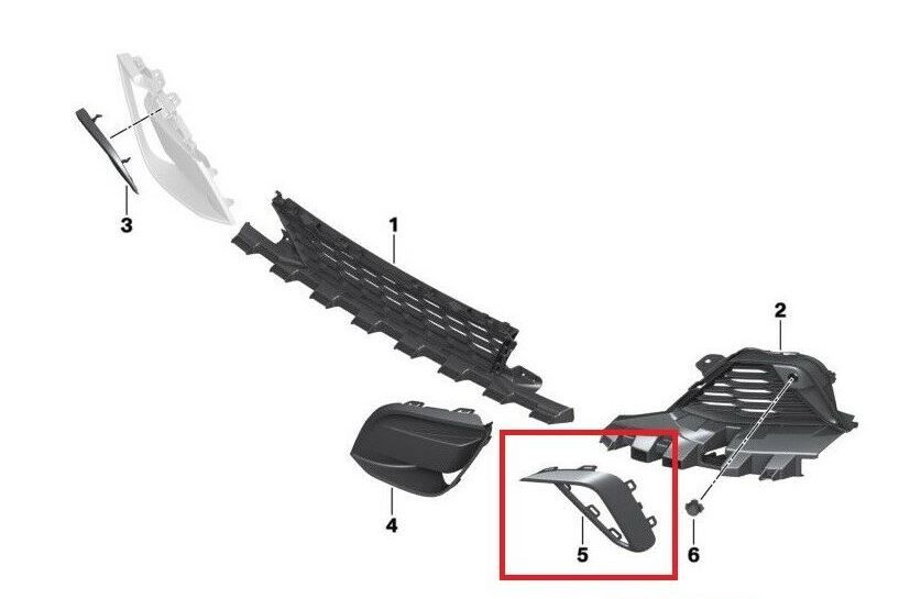 NEW GENUINE BMW Z4 G29 FRONT M SPORT BUMPER TRIM ON GRILL RIGHT O/S 51118079108 - Image 2